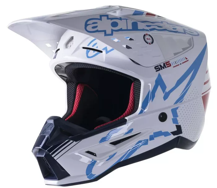 Motokrosová helma Alpinestars S-M5 Action white/blue glossy vel. XL