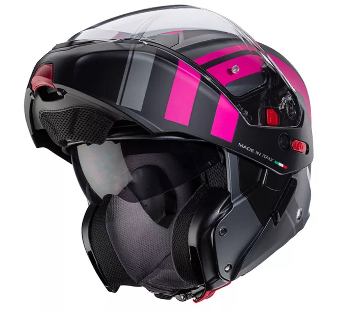 Helma na moto Caberg Horus X Road matt gun metal/black/fuchsia vel. S