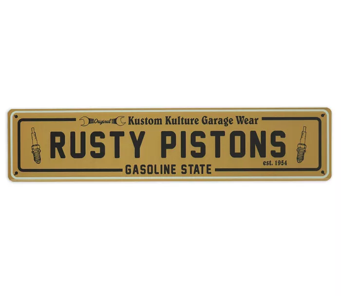 Plechová ceduľa Rusty Pistons RPMP03 Metal plate (gasoline state)