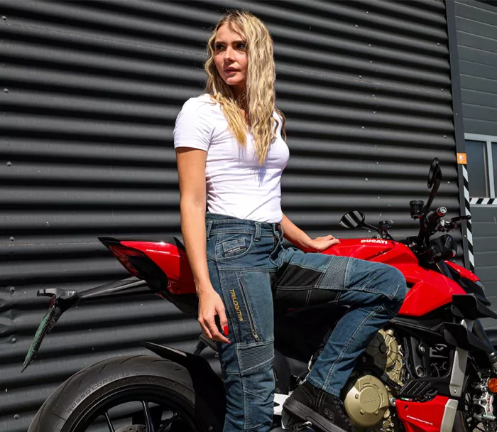 Dámske džínsy na moto Trilobite Parado doublelayer AAA skinny fit blue level 2 (predĺžené)
