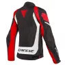 Dámská bunda na motorku Dainese EDGE LADY TEX matt black/white/lava red