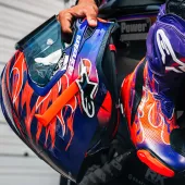 Závodná helma Alpinestars  Supertech R10 Flyte purple/red glossy