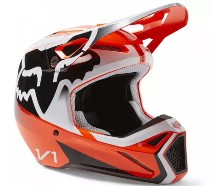Dětská motokrosová helma Fox Yth V1 Leed Helmet Dot/Ece Fluo Orange vel. YM
