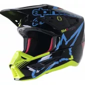 Motokrosová helma Alpinestars S-M5 Action black/cyan/yellow glossy