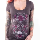 Dámské tričko Lethal Threat SKULL OF FLOWERS vel.M