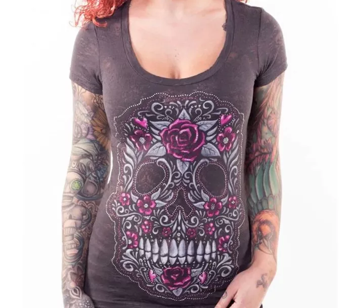 Dámské tričko Lethal Threat SKULL OF FLOWERS vel.M