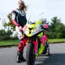 Dámska kombinéza na moto Macna Tracktix 2pc white / pink / Black