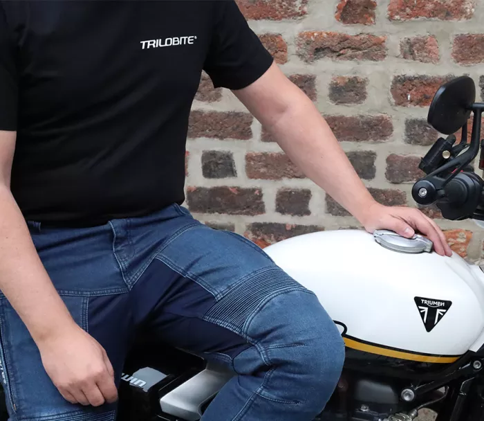 Nohavice na moto Trilobite Parado doublelayer AAAA slim fit men blue level 2