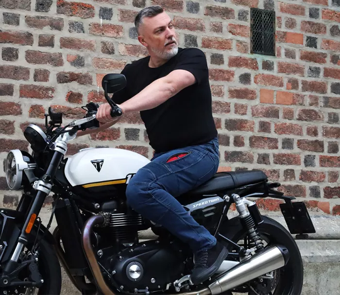 Nohavice na moto Trilobite Parado doublelayer AAAA slim fit men blue level 2