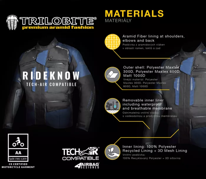 Bunda na moto Trilobite 2091 Rideknow Tech-Air black/yellow