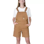 Krátke montérky CARHARTT RELAXED FIT CANVAS FEMALE SHORTALL BROWN
