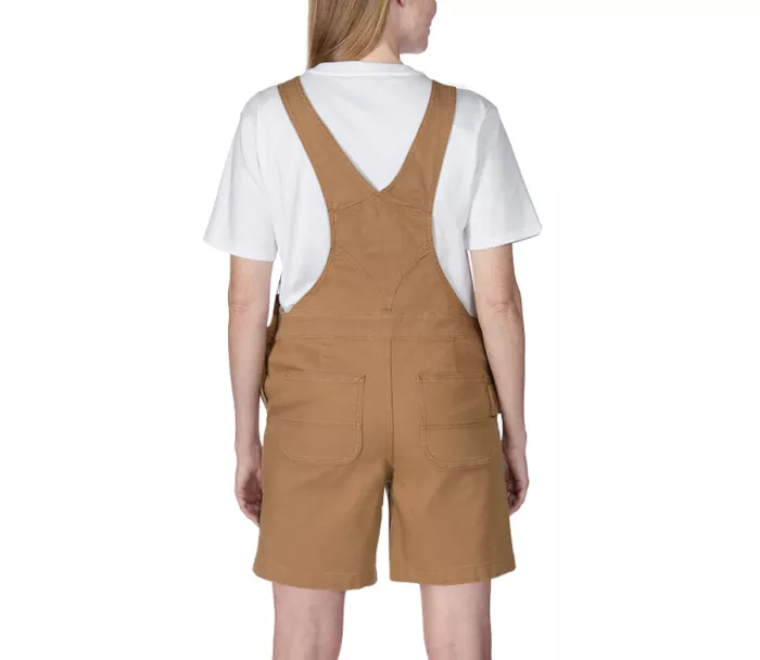 Krátke montérky CARHARTT RELAXED FIT CANVAS FEMALE SHORTALL BROWN