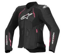 Dámska kožená bunda Alpinestars Stella Dusk black/diva pink/white