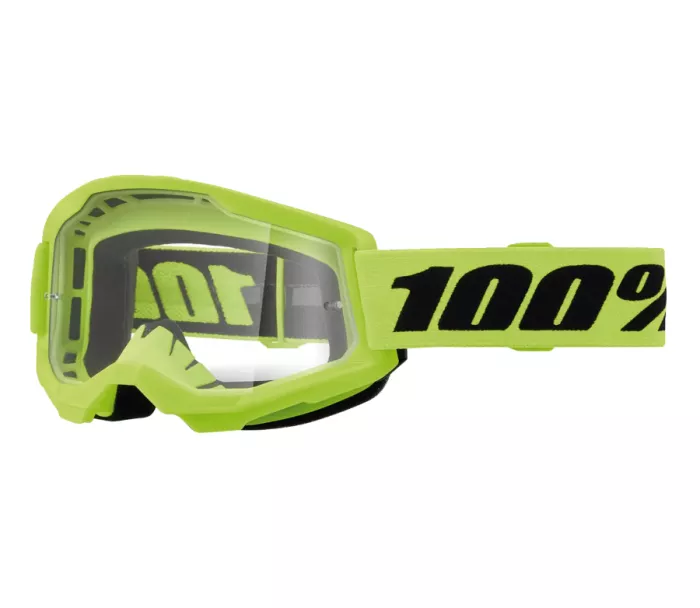 Detské okuliare 100% strata2 yellow fluo goggle clear lens