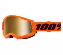 Motokrosové okuliare 100% strata2 neon orange goggle mirror true gold lens