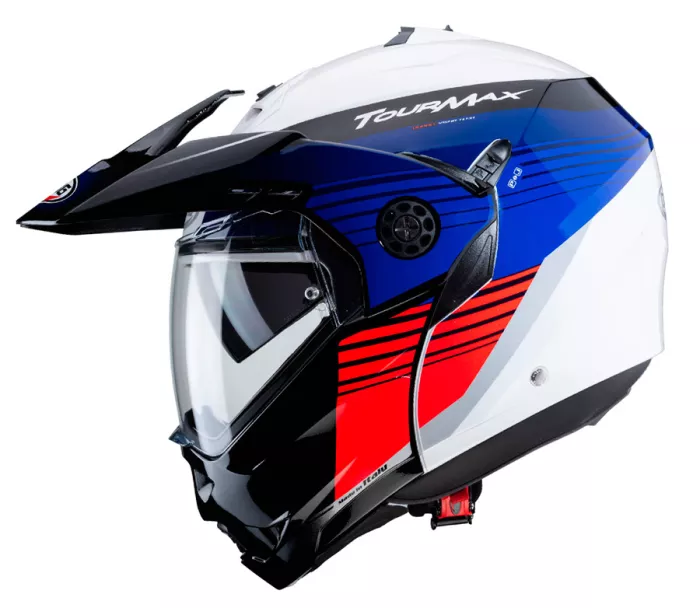 Helma na motorku Caberg TOURMAX TITAN white/blue/red