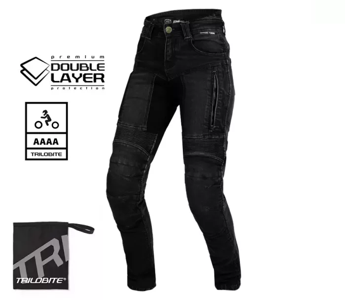 Trilobite Parado doublelayer AAAA slim fit ladies jeans long black level 2 vel. 34