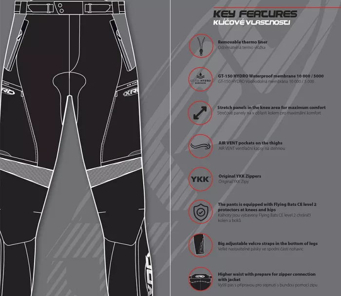 Dámske nohavice na motorku XRC Winkle WTP blk / grey / fluo