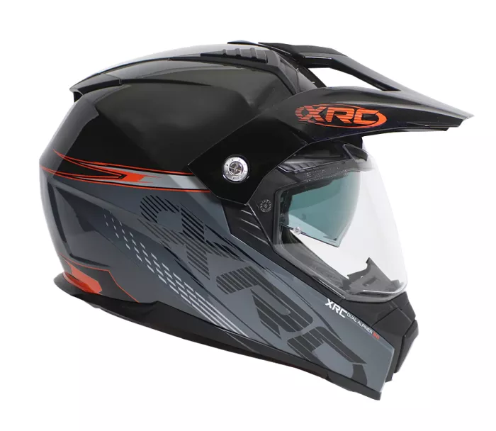 Motocyklová prilba XRC Dual Alpiner 3.0 tmavo šedá/čierna/oranžová vel´ 2XL