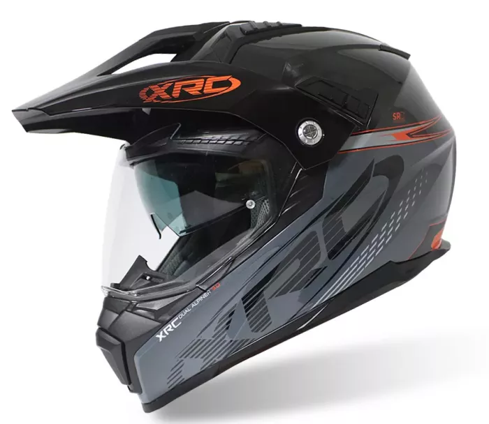 Motocyklová prilba XRC Dual Alpiner 3.0 tmavo šedá/čierna/oranžová vel´ 2XL