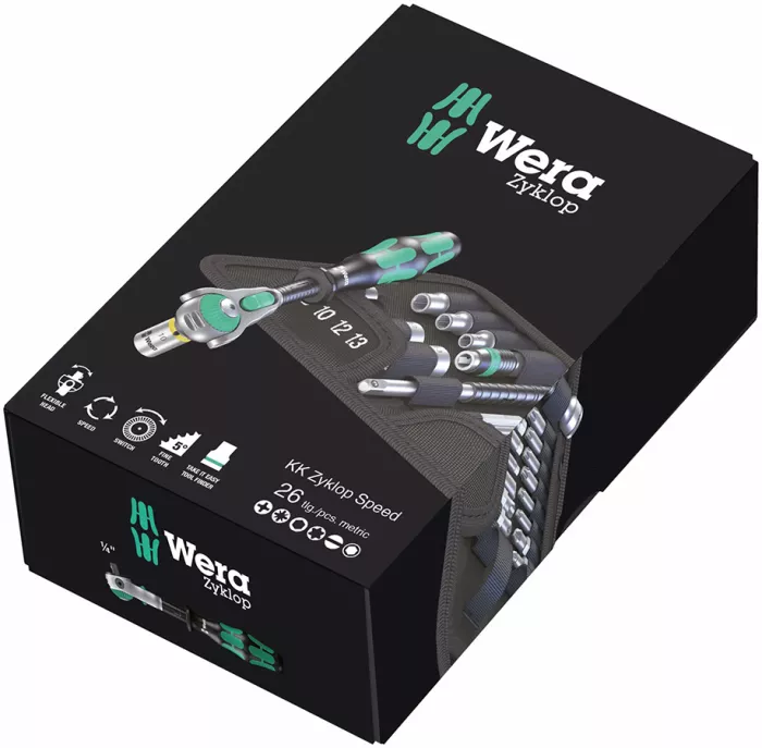 WERA Zyklop speed ratchet kit 26 pcs. 1/4" drive - Metric